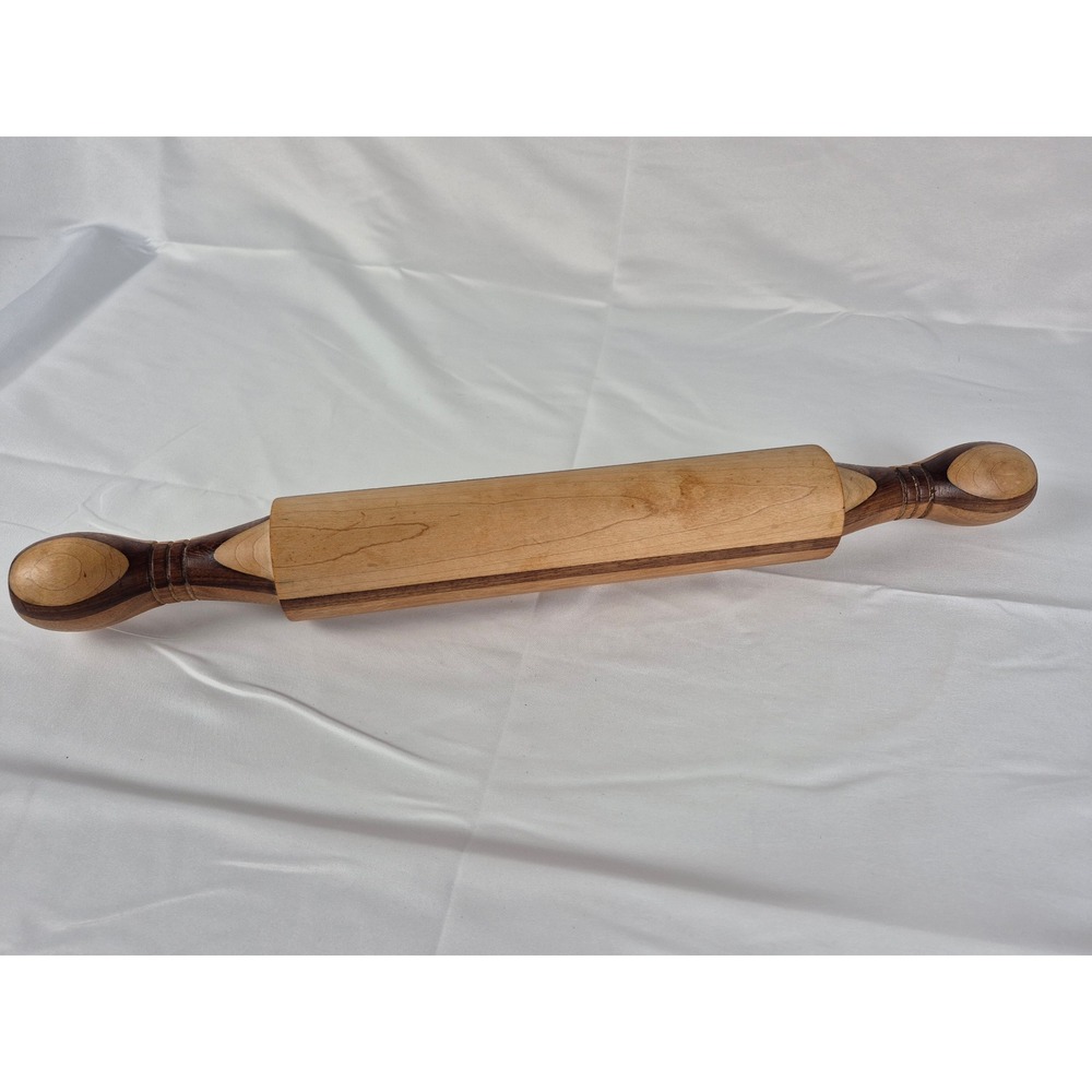 Handmade‎ 20" Heavy Wood Rolling Pin Exotic Wood Inlay Artisan Kitchen Bakery